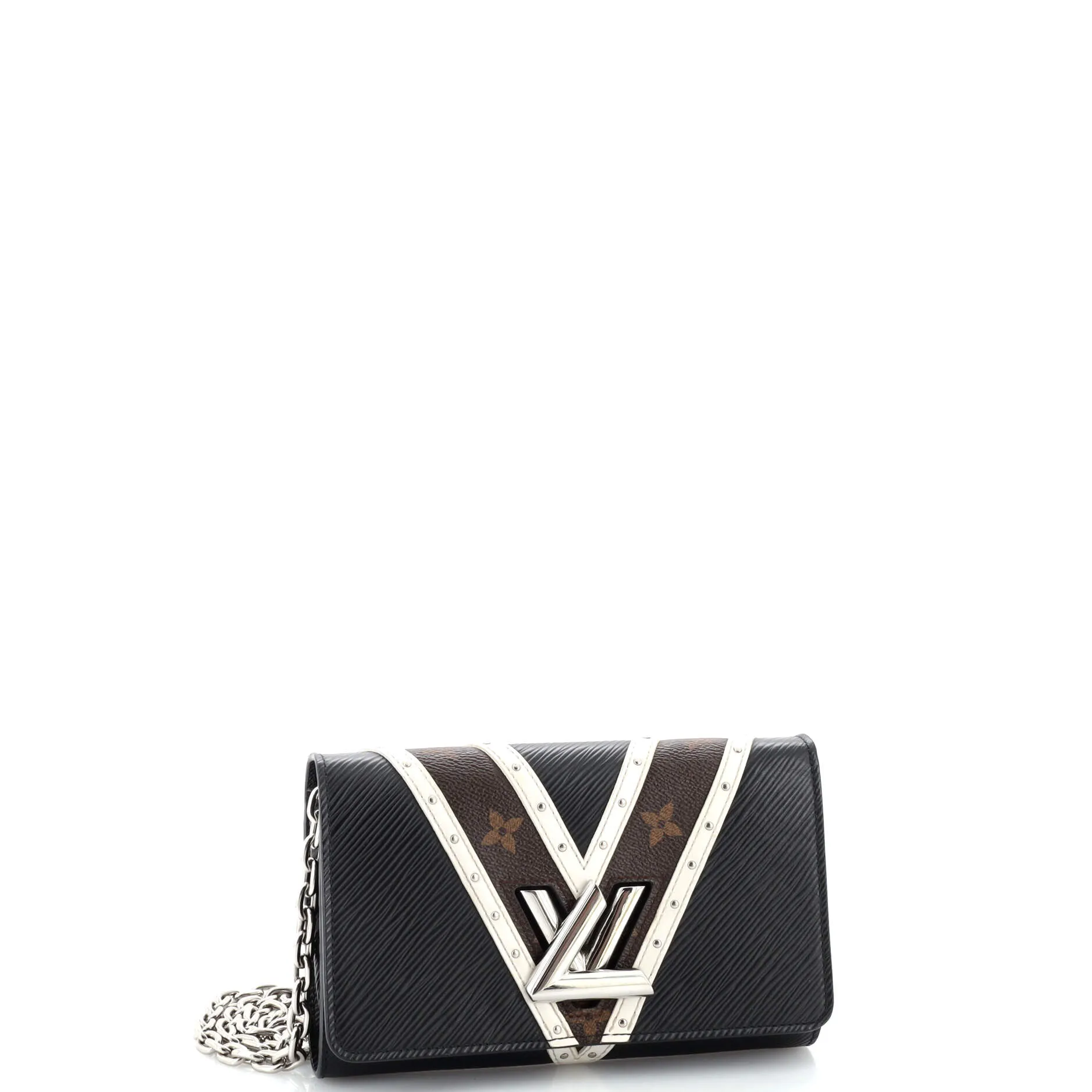 Designer Twist Chain Wallet Epi Leather with Monogram Canvas and Studded Leather