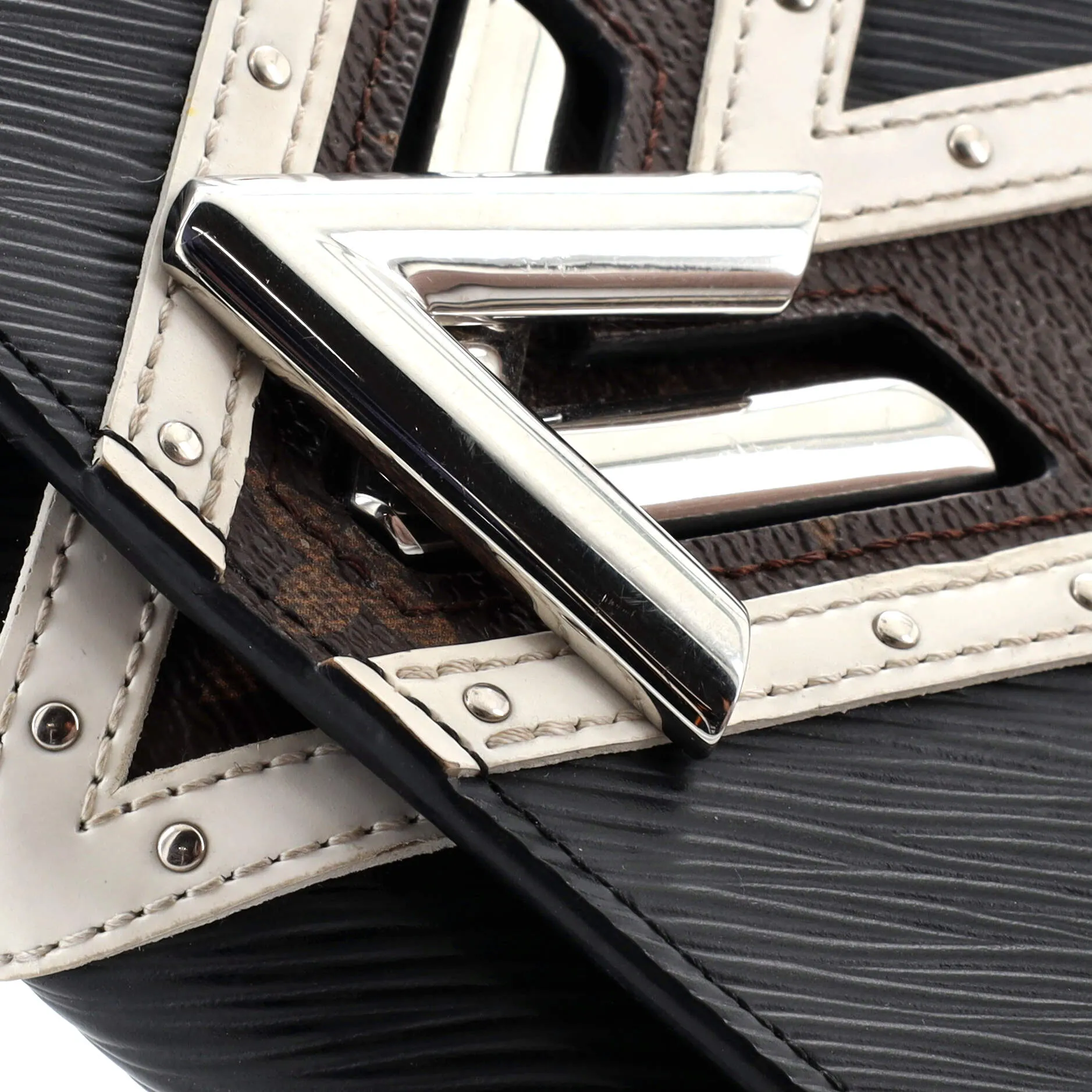 Designer Twist Chain Wallet Epi Leather with Monogram Canvas and Studded Leather