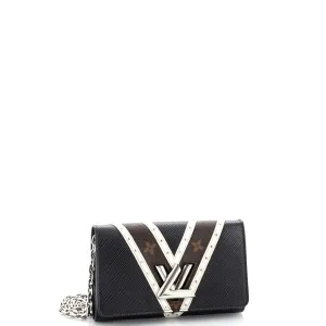 Designer Twist Chain Wallet Epi Leather with Monogram Canvas and Studded Leather