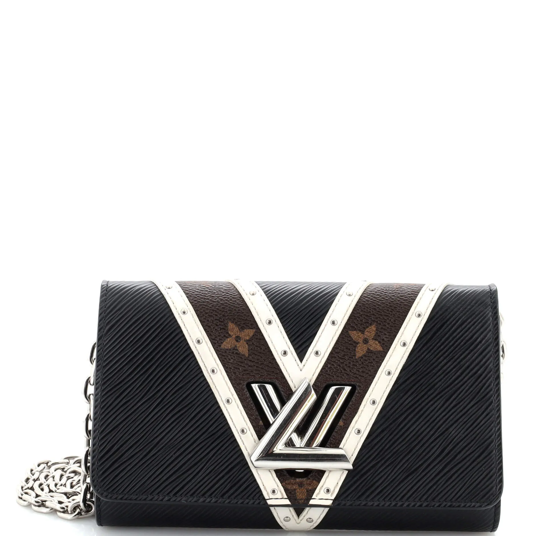 Designer Twist Chain Wallet Epi Leather with Monogram Canvas and Studded Leather