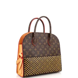 Designer x Christian Louboutin Shopping Bag Calf Hair and Monogram Canvas