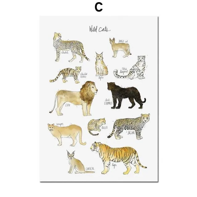 Dinosaur Lion Fox Deer Animal Wall Art