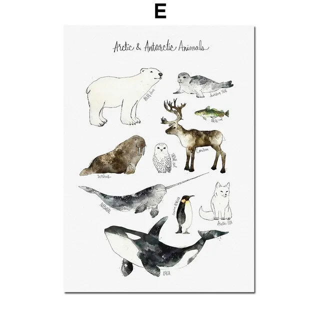 Dinosaur Lion Fox Deer Animal Wall Art