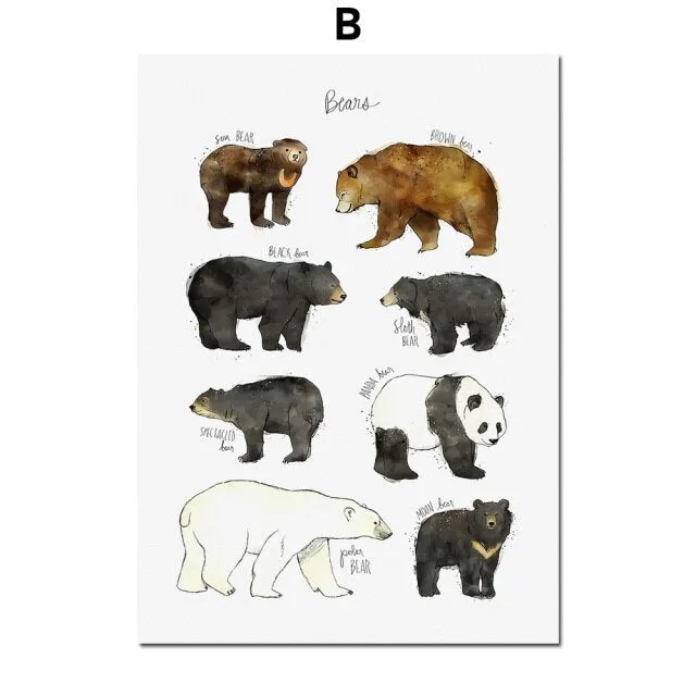 Dinosaur Lion Fox Deer Animal Wall Art