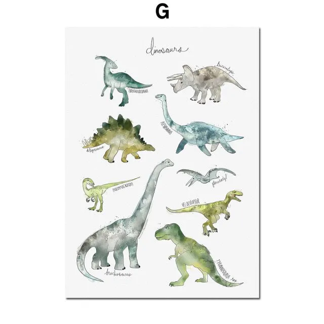 Dinosaur Lion Fox Deer Animal Wall Art