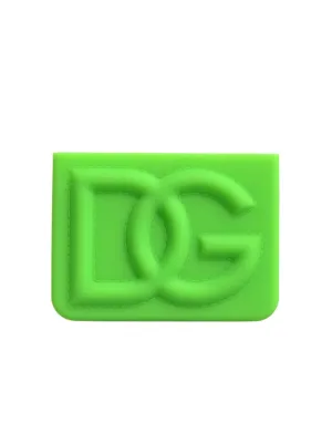 Dolce & Gabbana Neon Green Silicon Embossed Logo Card Holder Wallet