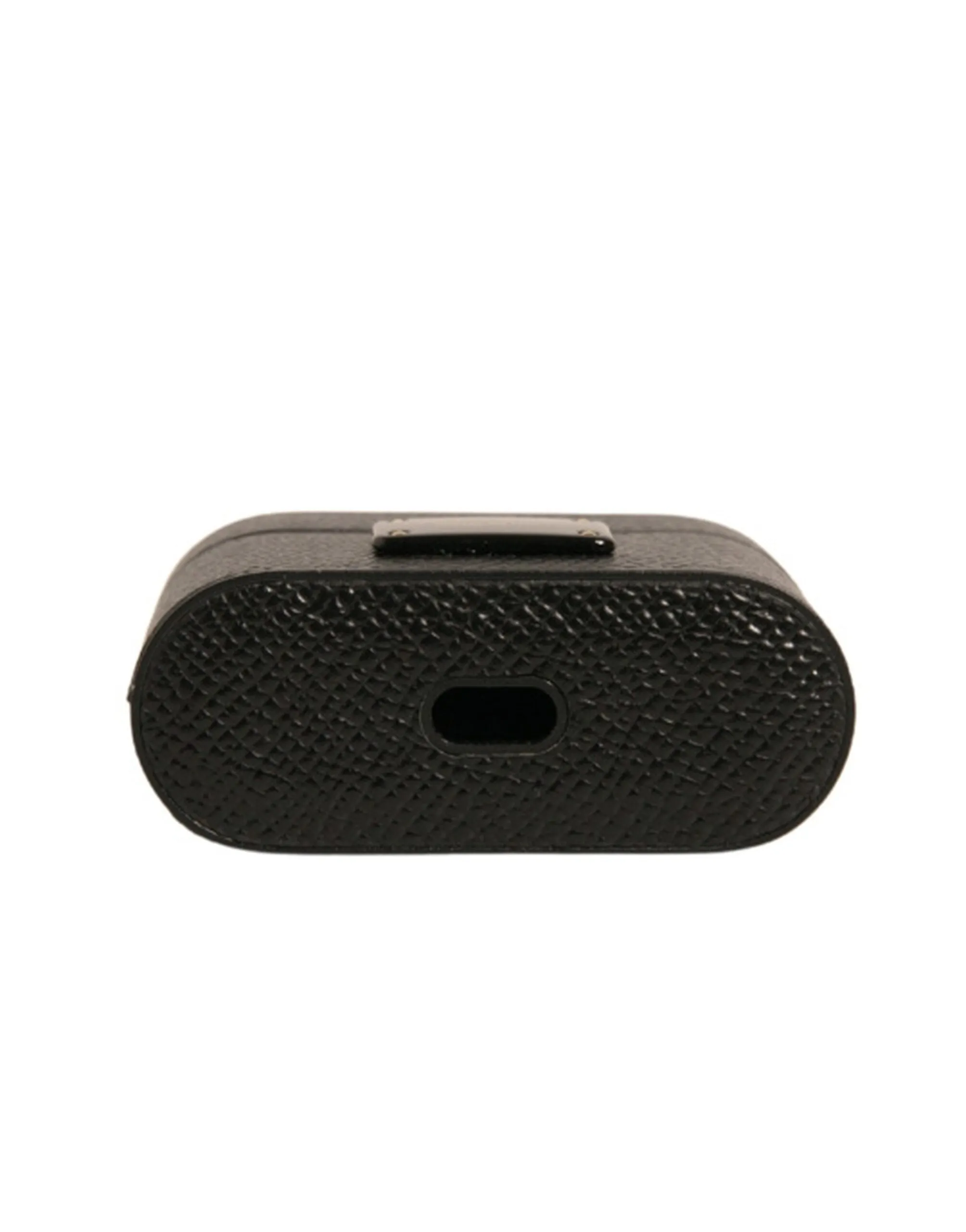 Dolce&Gabbana Unisex Black Airpods Case Leather Solid Plaque Small Casual Holder