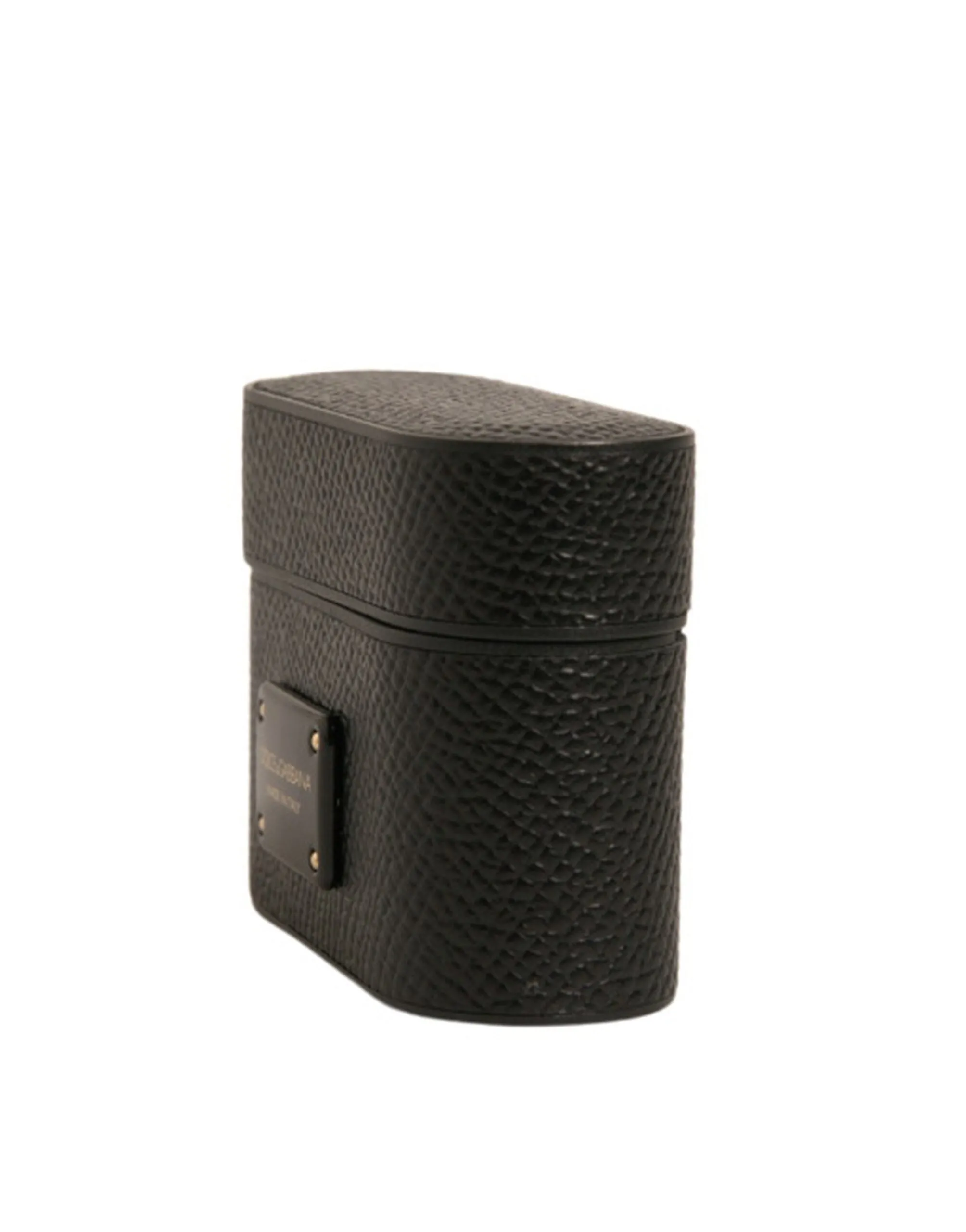 Dolce&Gabbana Unisex Black Airpods Case Leather Solid Plaque Small Casual Holder