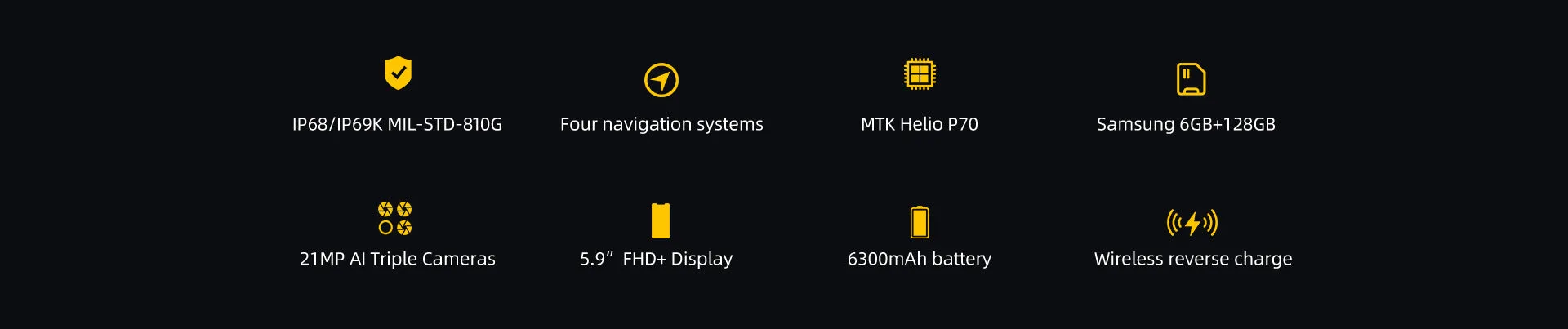 Doogee S68 Pro Cellphone Helio P70 Octa-core 6GB 128GB Memory 21MP 16MP 8MP 8MP Camera 5.84"" IPS Display 6300mAh 12V/2A Charge Smartphone Black_Russian version