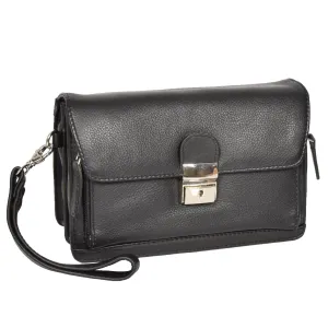 DR314 Lockable Leather Wrist Bag Black
