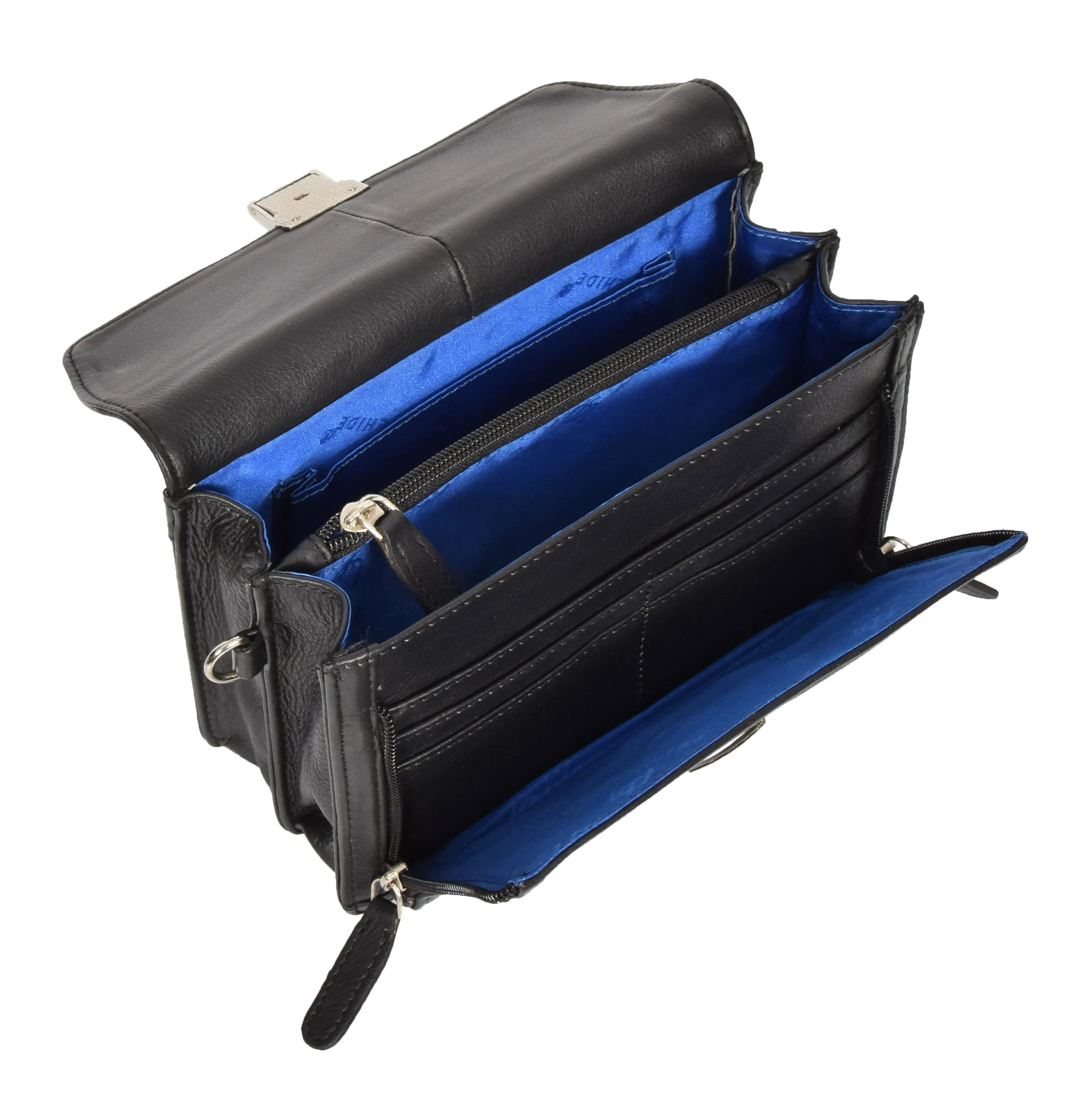 DR314 Lockable Leather Wrist Bag Black