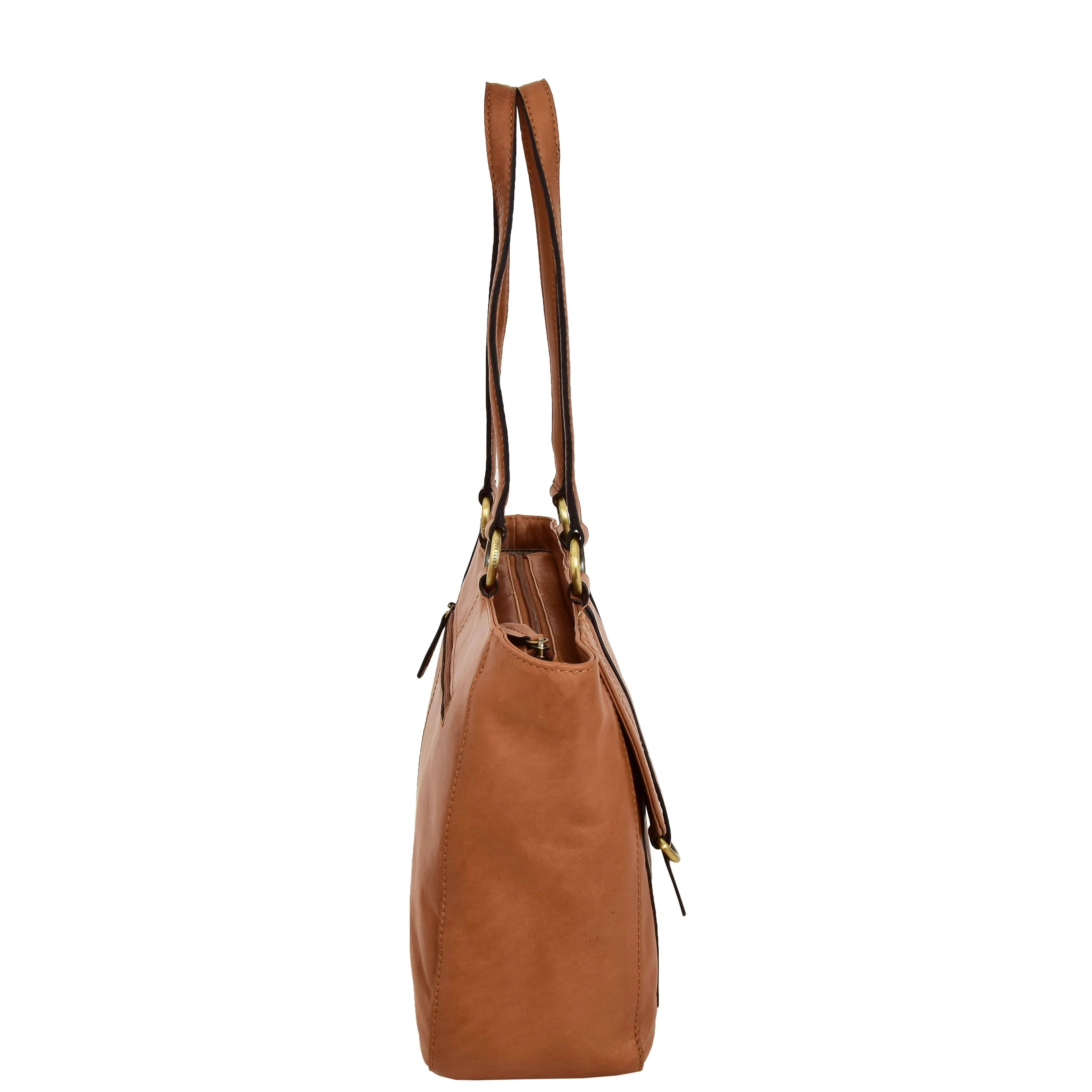 DR591 Women's Soft Leather Large Size Shopper Bag Tan