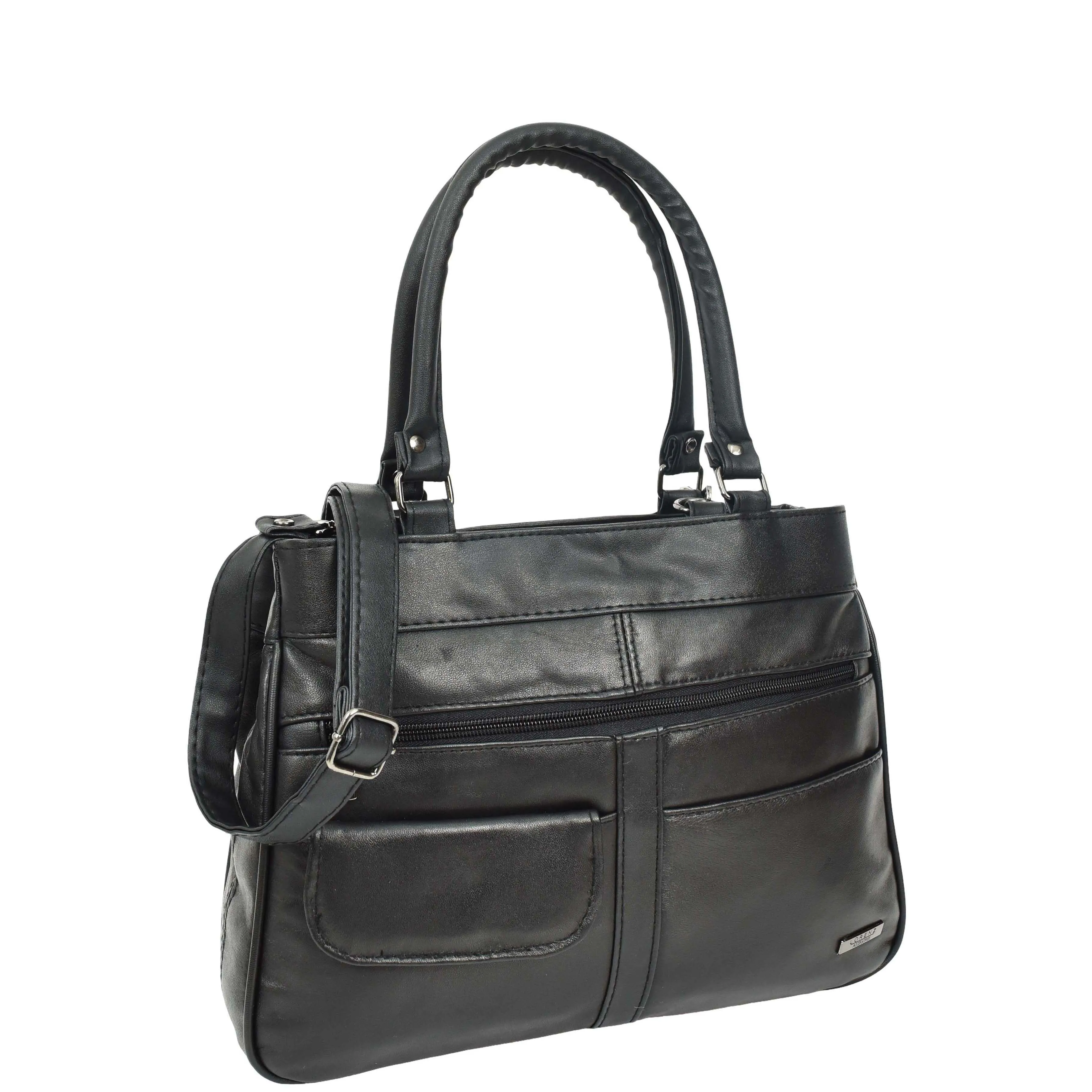 DR667 Women's Soft Genuine Leather Large Shoulder Bag Black