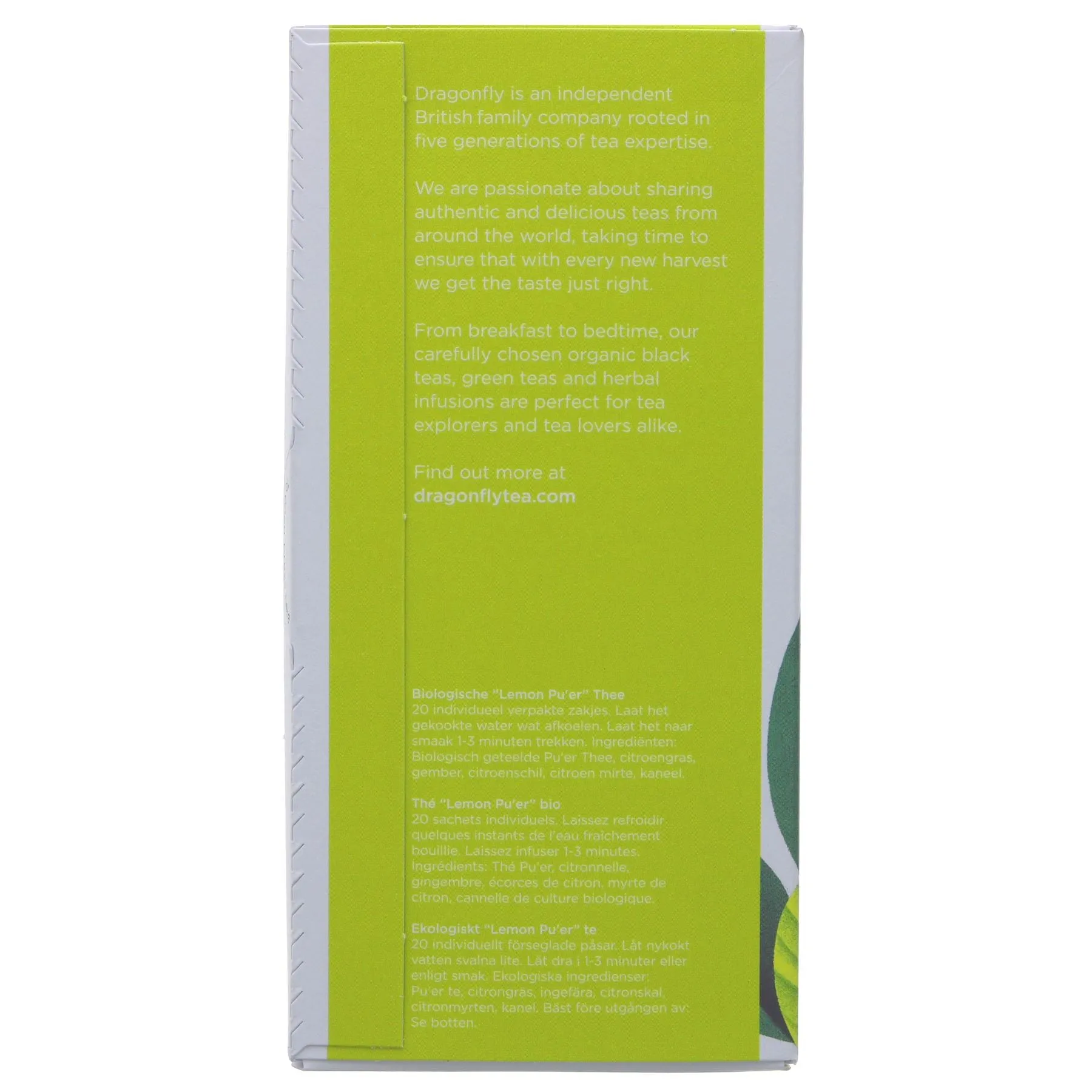 Dragonfly Tea | Lemon Pu'er Digestive Tea | 20 bags