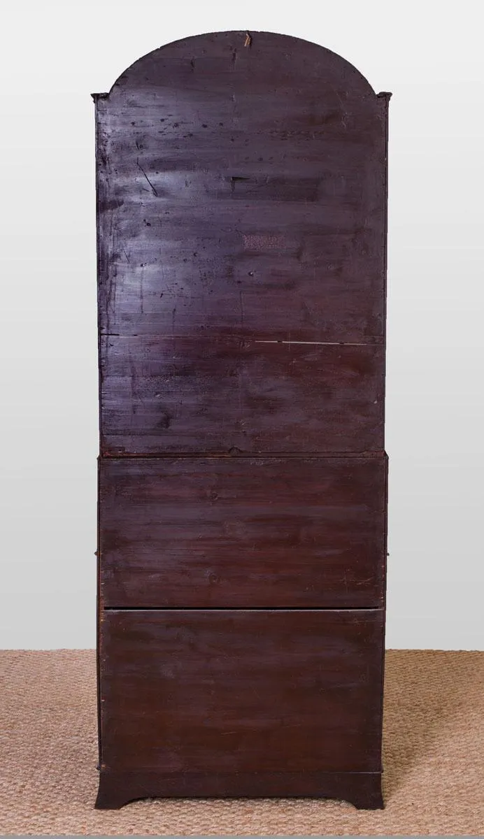 Early 19th Century George III Inlaid Mahogany Roll-Top Secretary Bookcase
