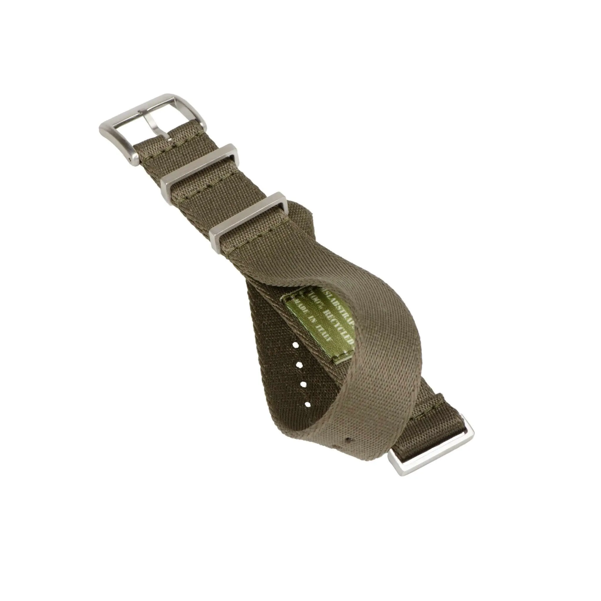 Eco-Friendly  Nylon Military  Watch Strap -  Dark Green - Dark Green Stitches