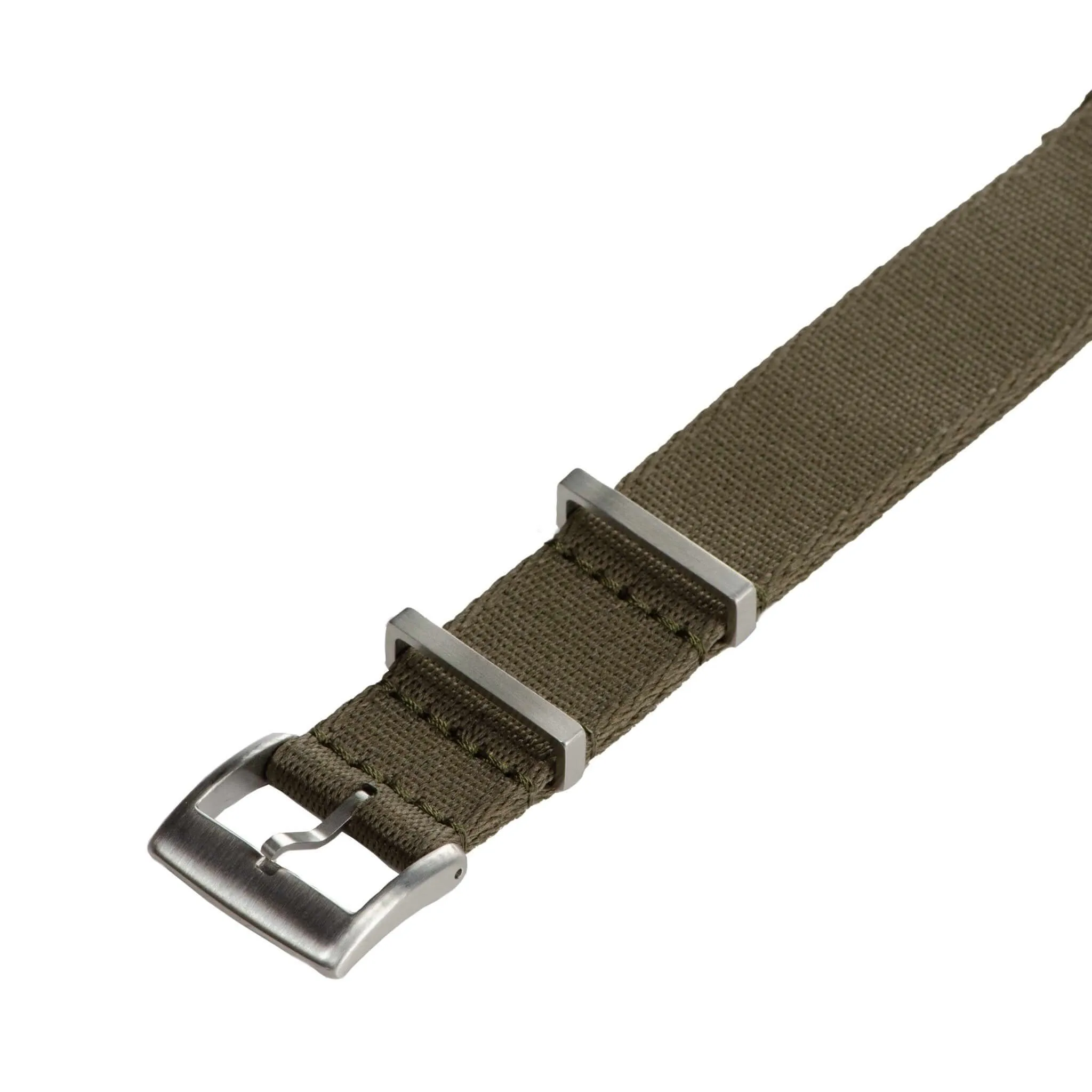 Eco-Friendly  Nylon Military  Watch Strap -  Dark Green - Dark Green Stitches