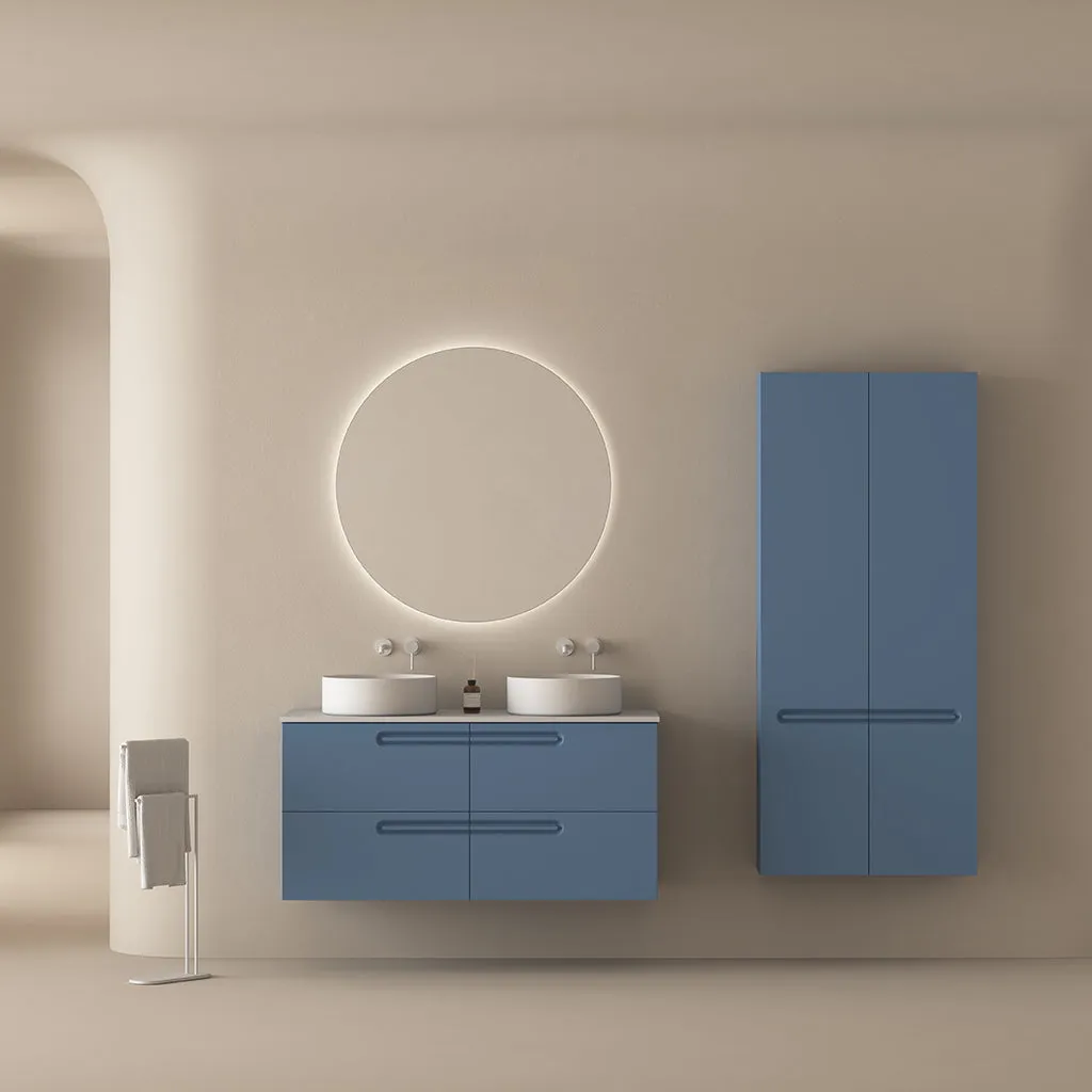 Econic 4 Drawers Bathroom Vanity with Ceramic Double Sink - Wall Mount - 48" Mdf/Vapor Blue