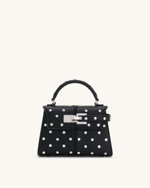 Elise Artificial Crystal Top Handle Bag - Black