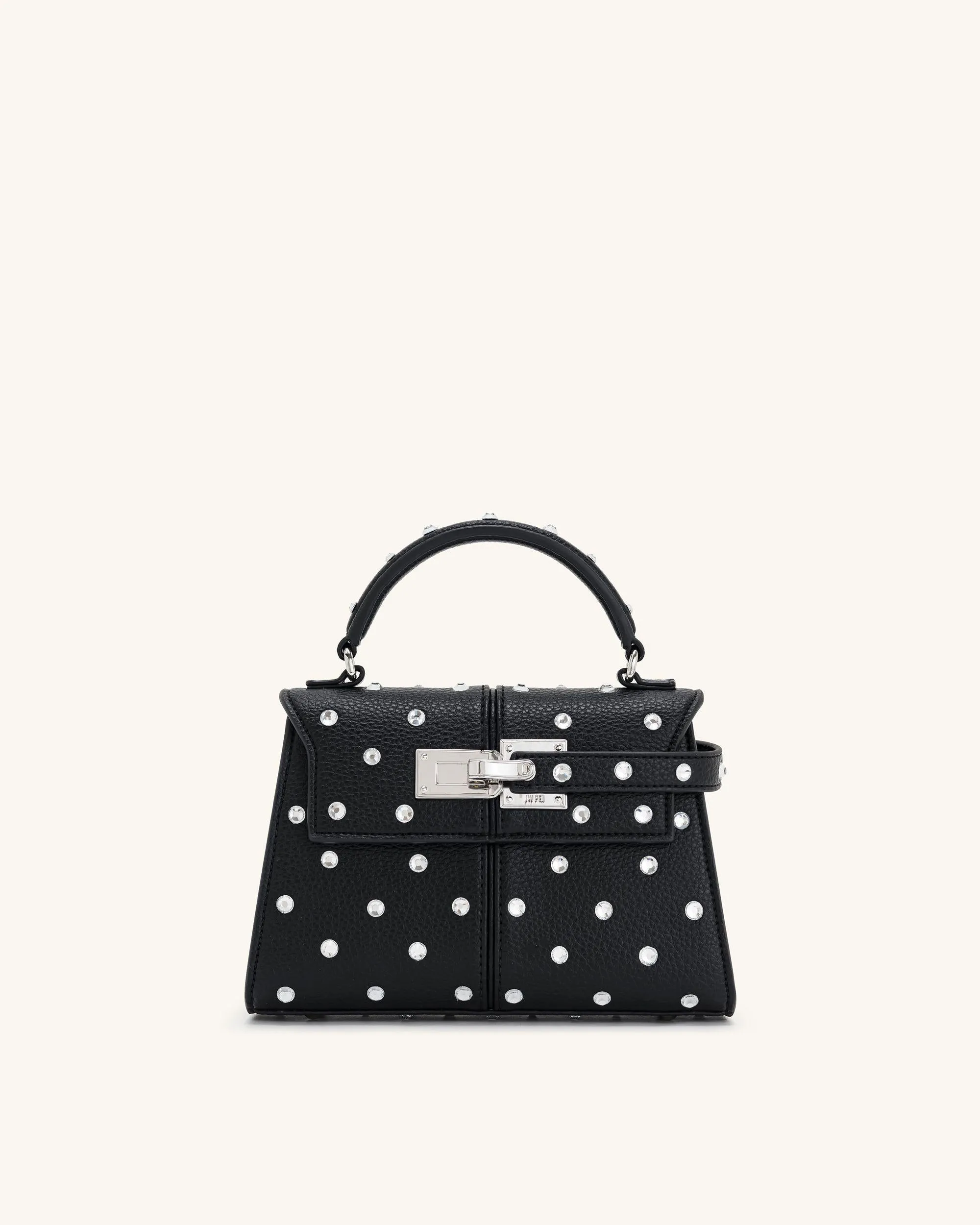 Elise Artificial Crystal Top Handle Bag - Black