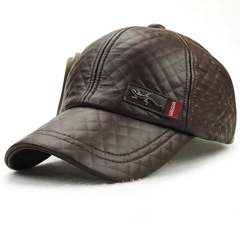 fashion high faux leather Cap fall winter hat casual snapback baseball cap for men women hat