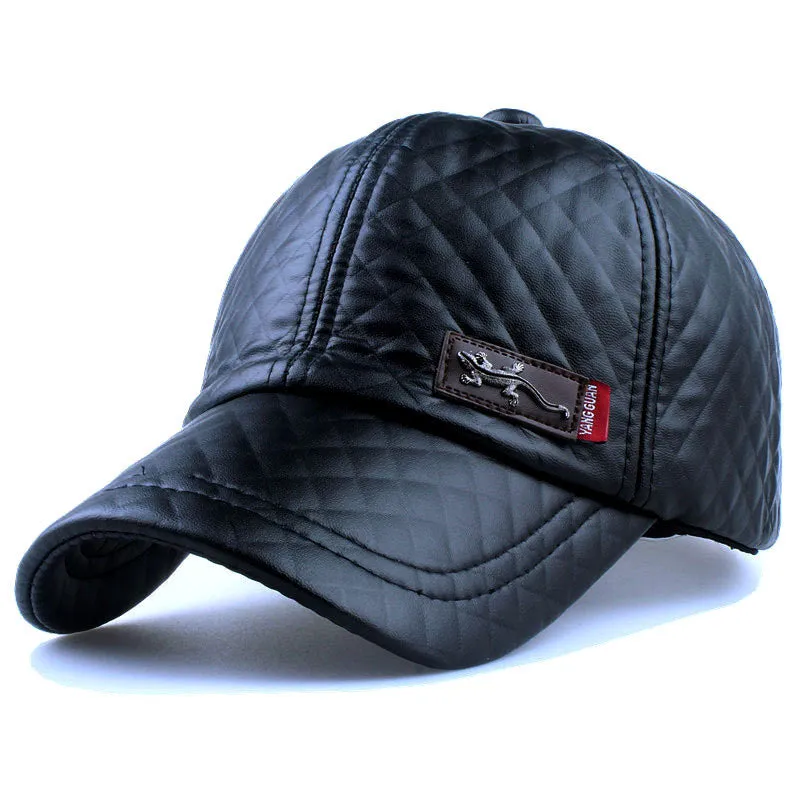 fashion high faux leather Cap fall winter hat casual snapback baseball cap for men women hat