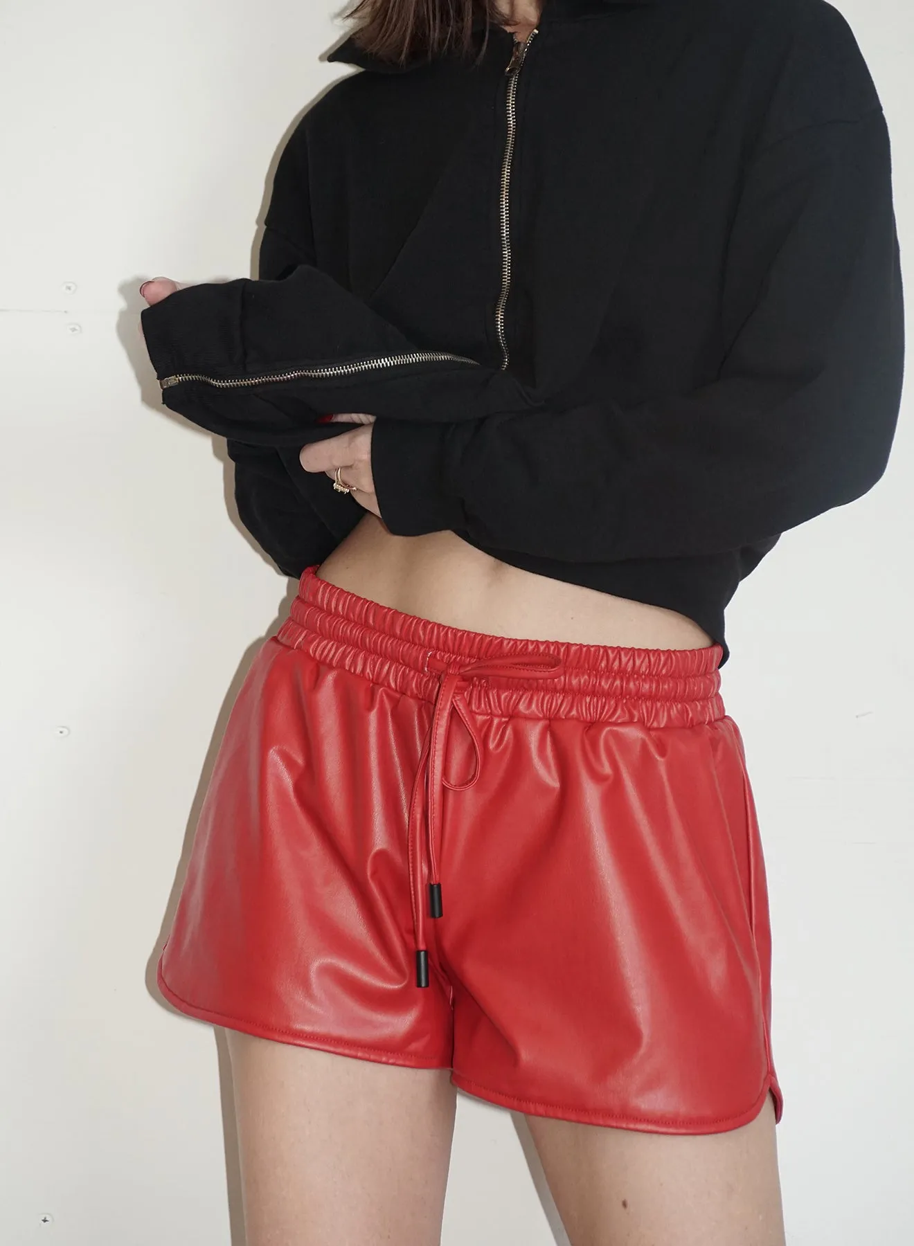 Faux Leather Shorts - BLACK