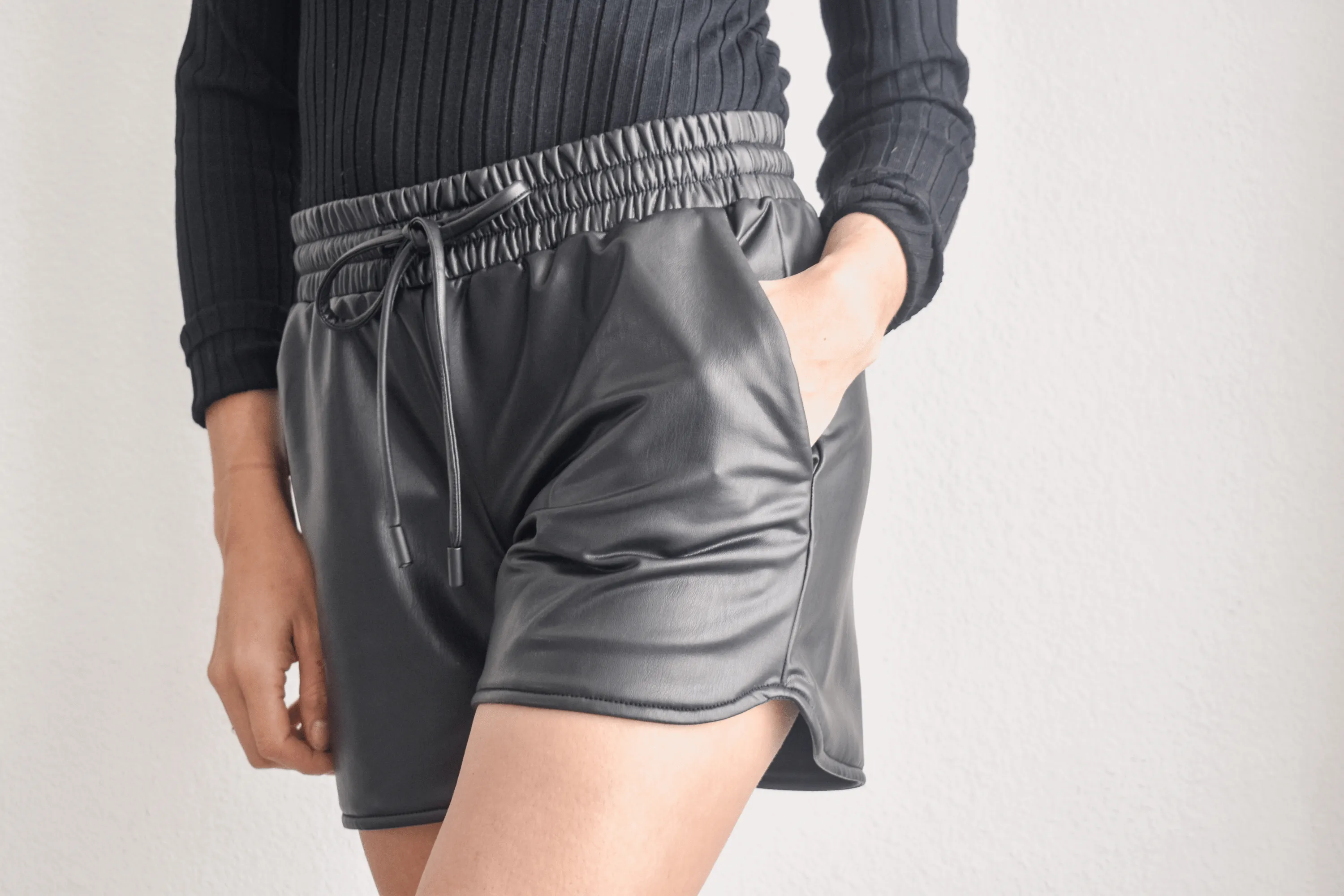 Faux Leather Shorts - BLACK