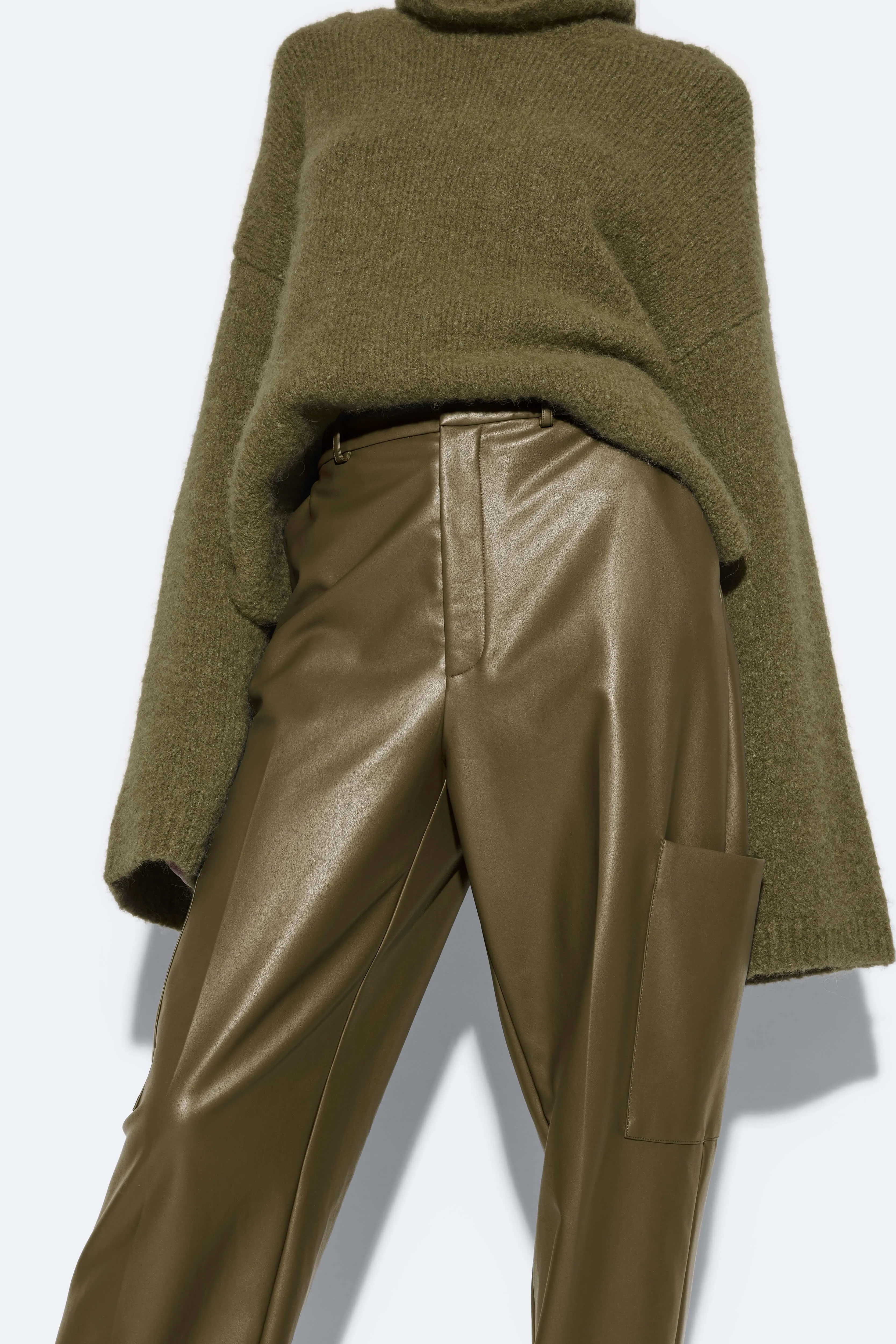 Faux Leather Tapered Trouser