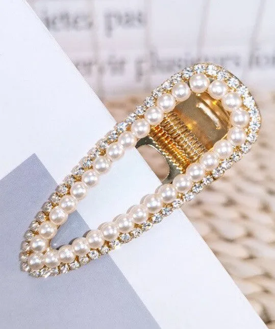 Faux Pearl and Rhinestone Hair Clip