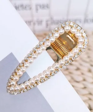 Faux Pearl and Rhinestone Hair Clip