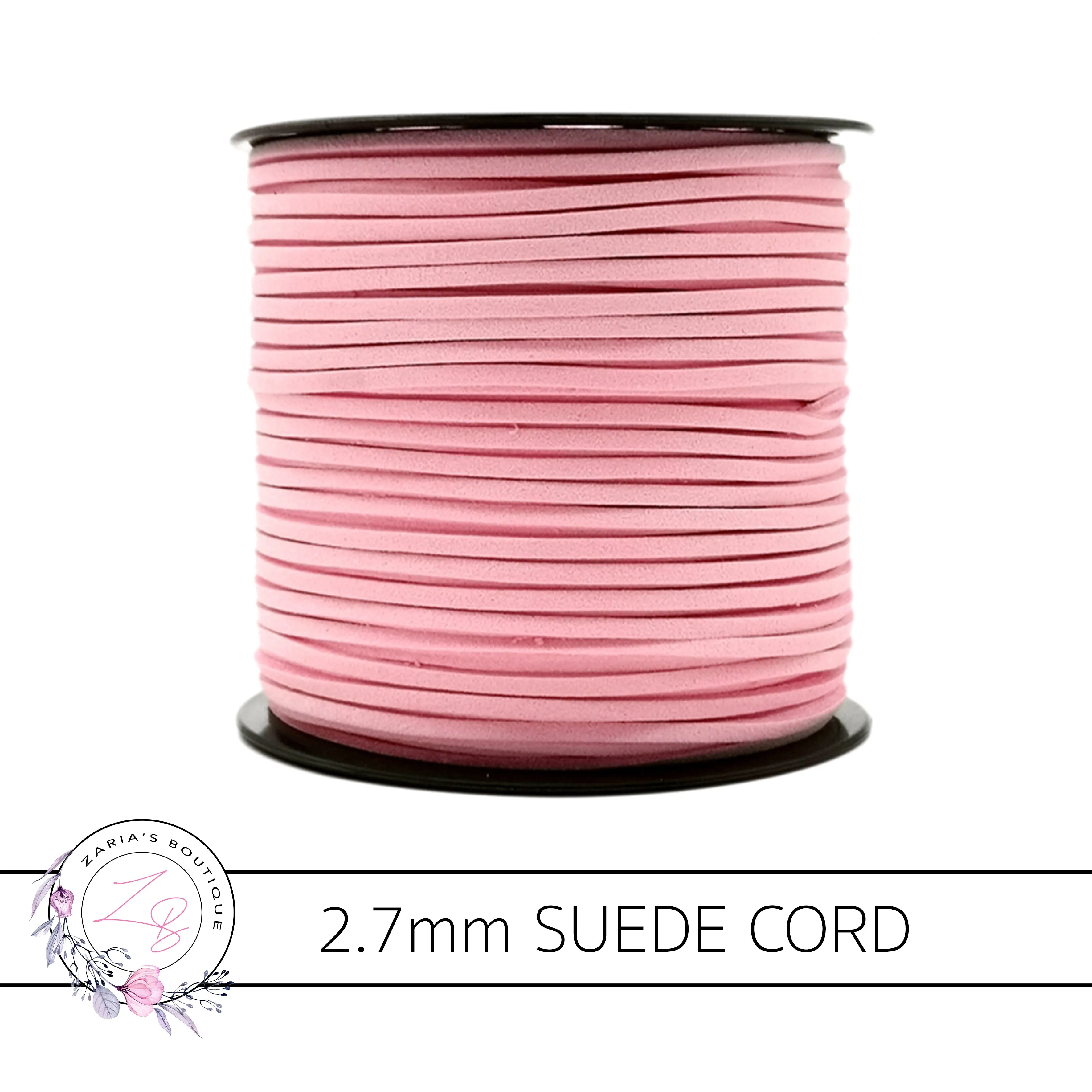 Faux Suede Cord ~ 2.7mm ~ Light Pink ~ 5 Metres