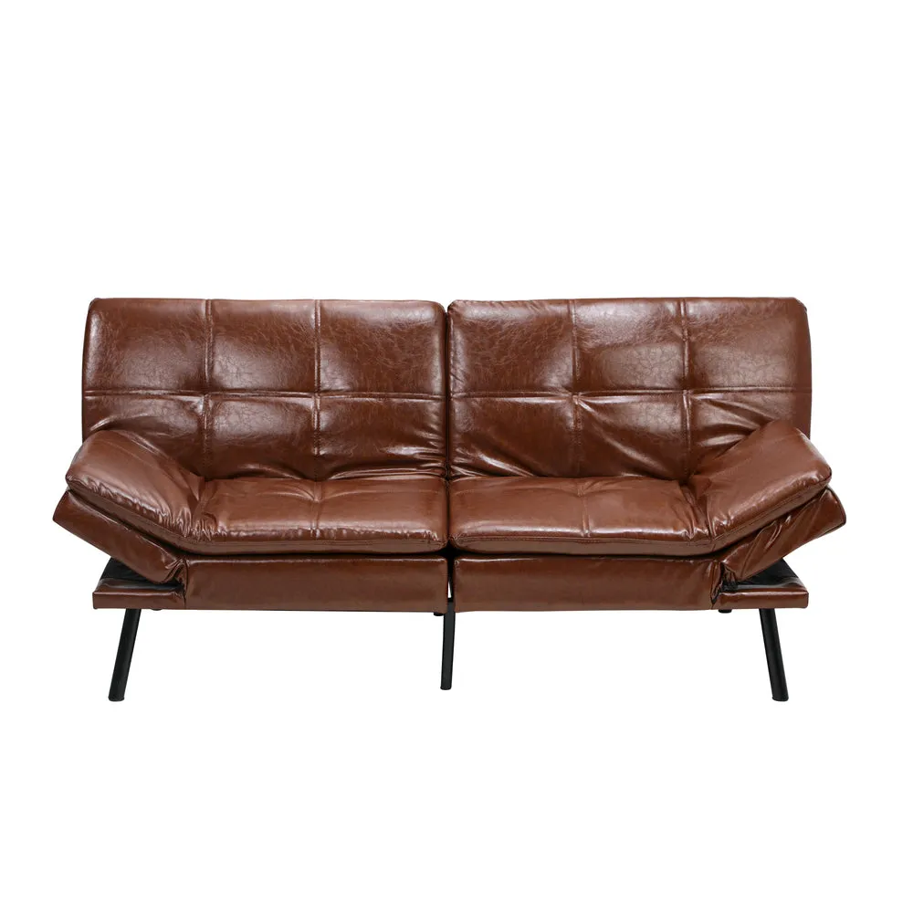 FELICIA Sofa Bed Convertible Leather 3-Seater Brown