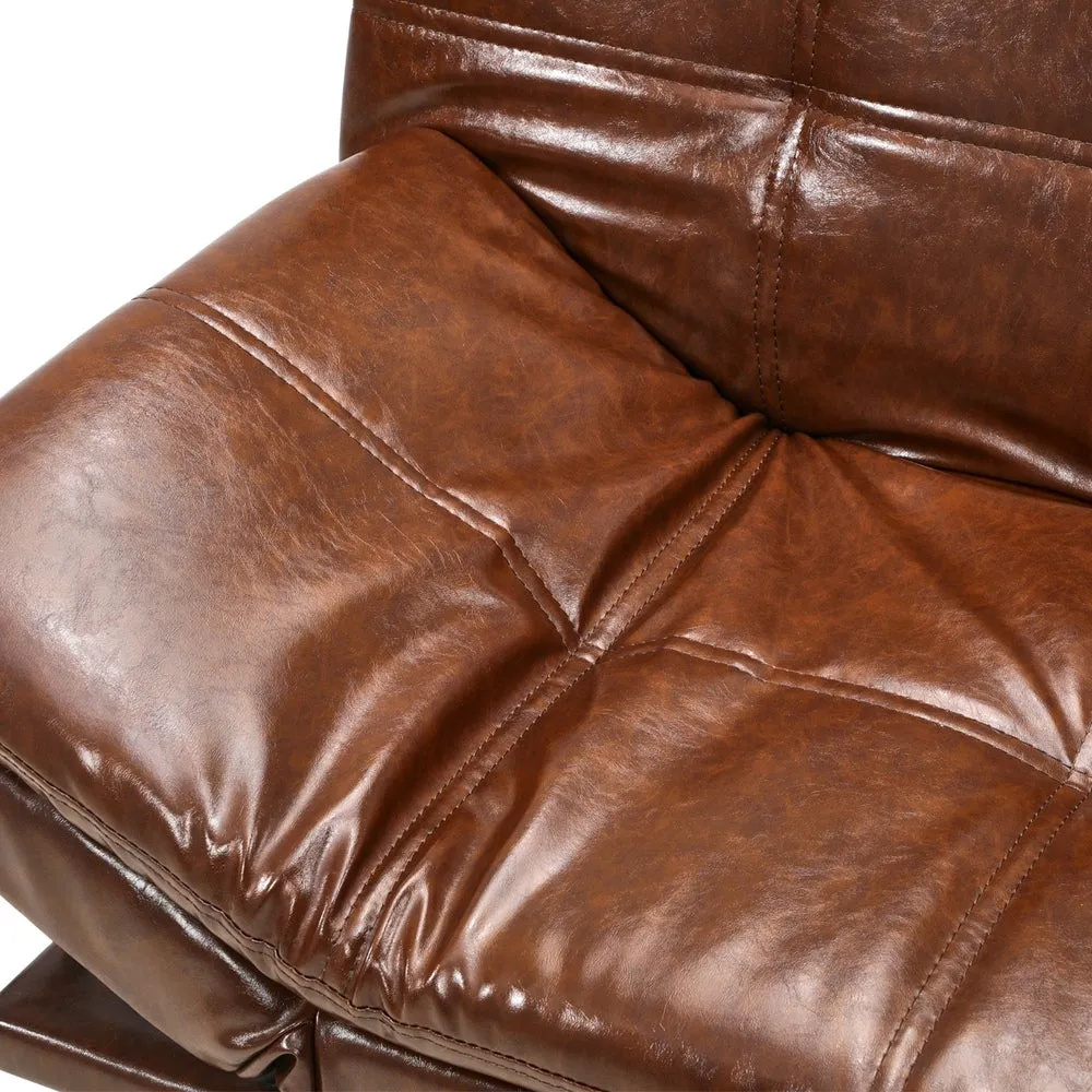 FELICIA Sofa Bed Convertible Leather 3-Seater Brown