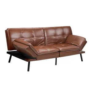 FELICIA Sofa Bed Convertible Leather 3-Seater Brown
