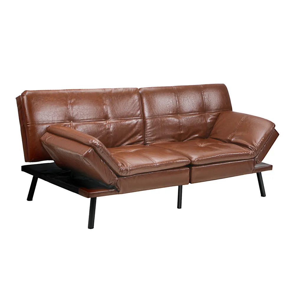 FELICIA Sofa Bed Convertible Leather 3-Seater Brown