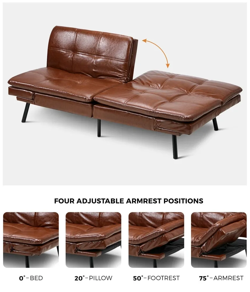FELICIA Sofa Bed Convertible Leather 3-Seater Brown