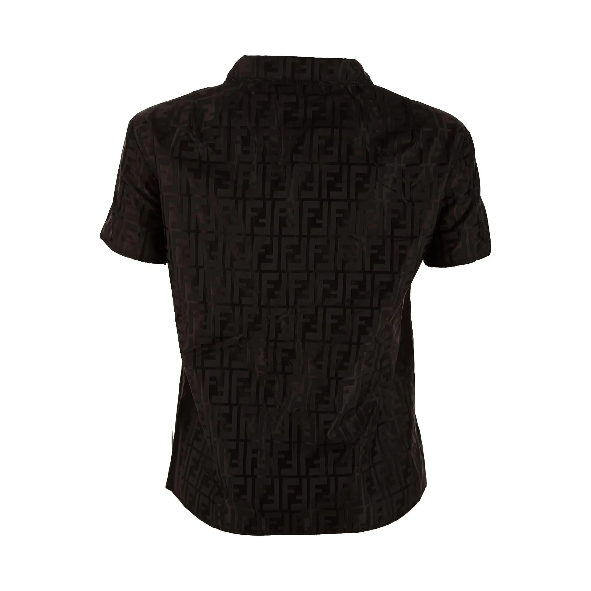 Fendi Black Nylon Logo Zipper Top