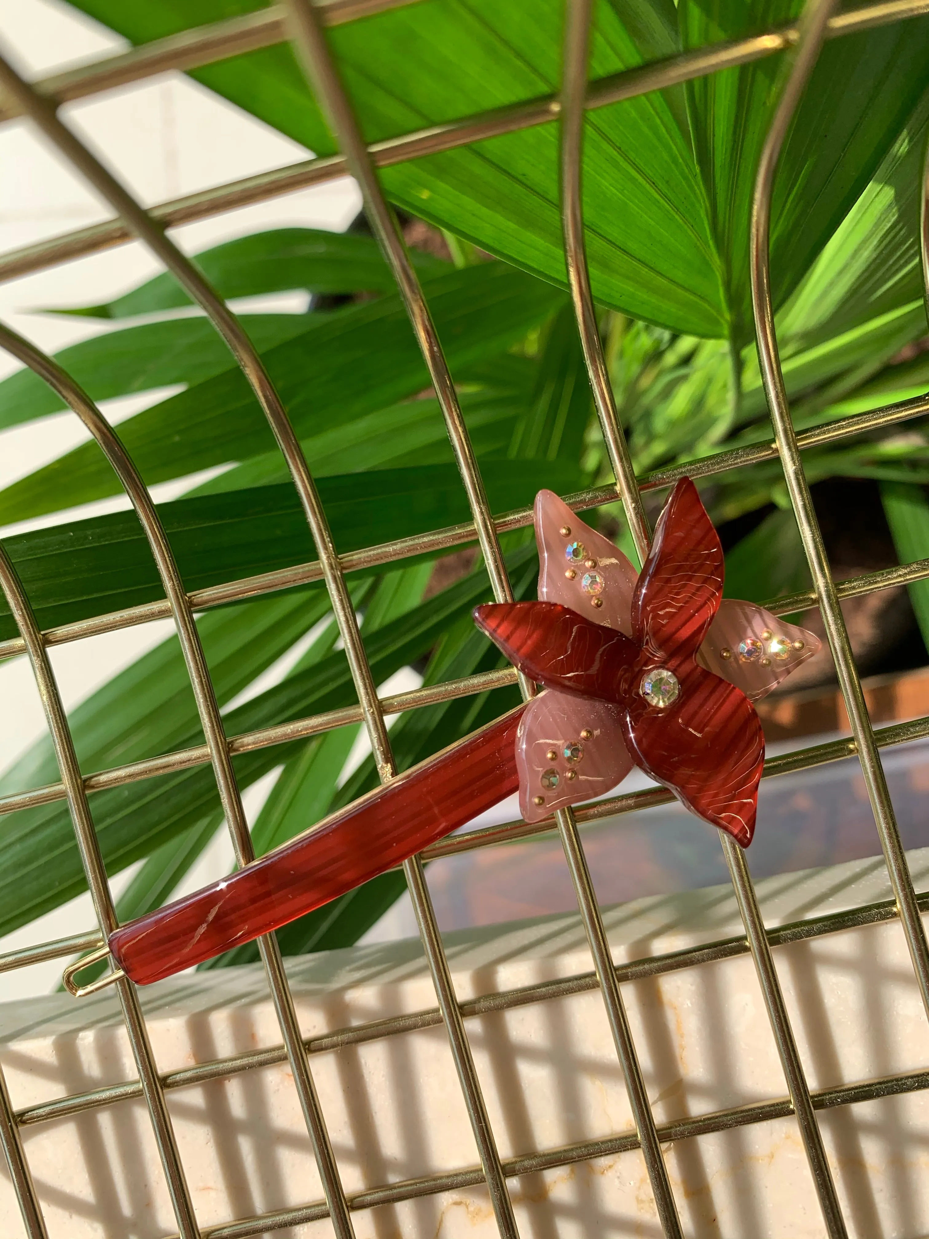 Flower Handmade Hair Clip Bordò