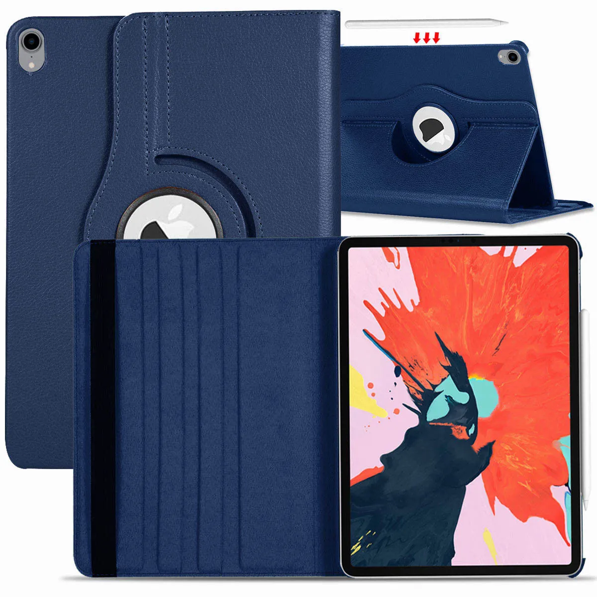 for Apple iPad Pro 11 / 12.9 3rd Gen 2018 360 Rotating Leather Smart Case Cover sky blue