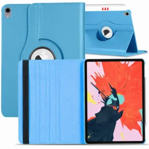 for Apple iPad Pro 11 / 12.9 3rd Gen 2018 360 Rotating Leather Smart Case Cover sky blue