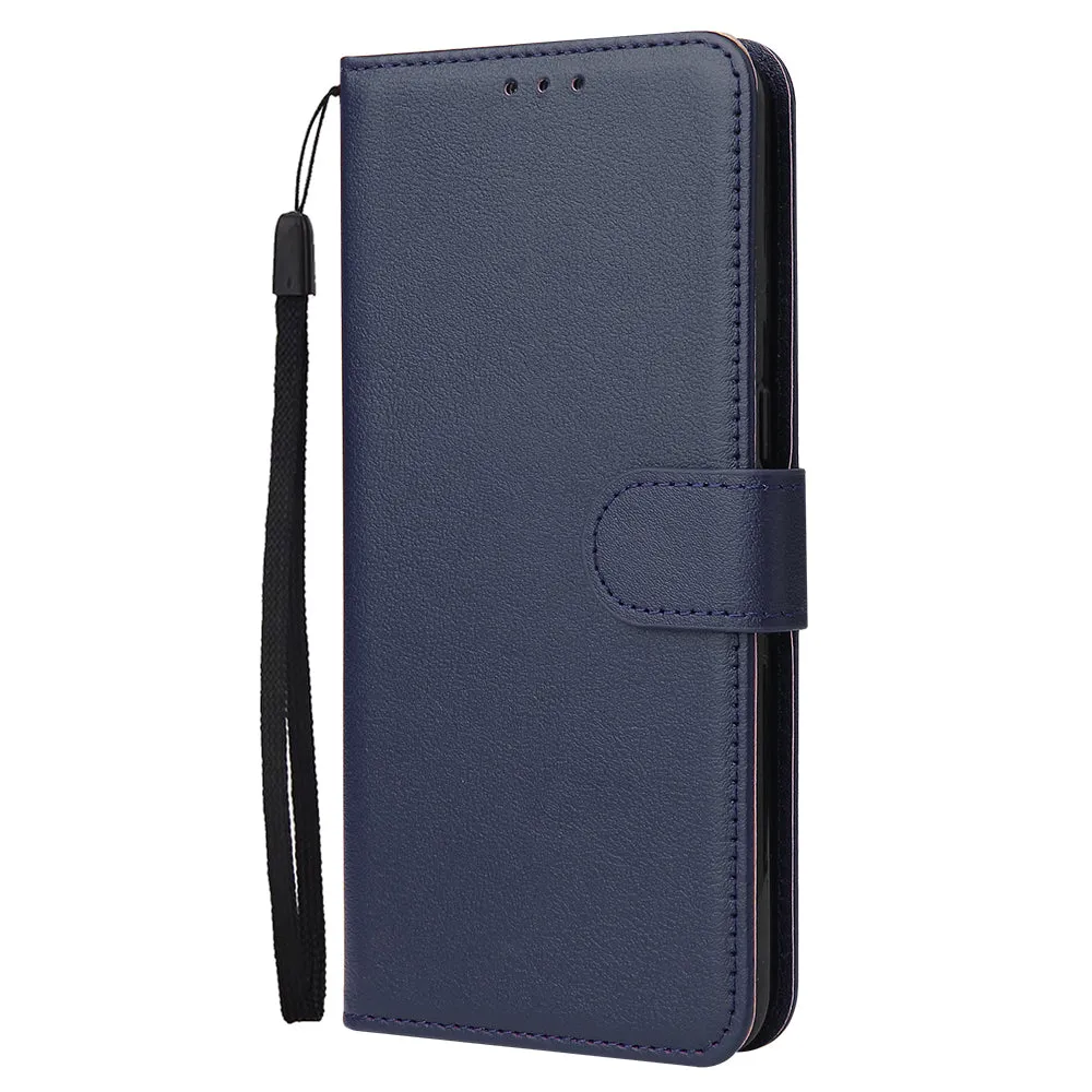 For OPPO A8 / A31/Realme XT / X2 Mobile Phone Case PU Buckle Closure Wallet Design Cards Slots All-round Protection Phone Cover  blue