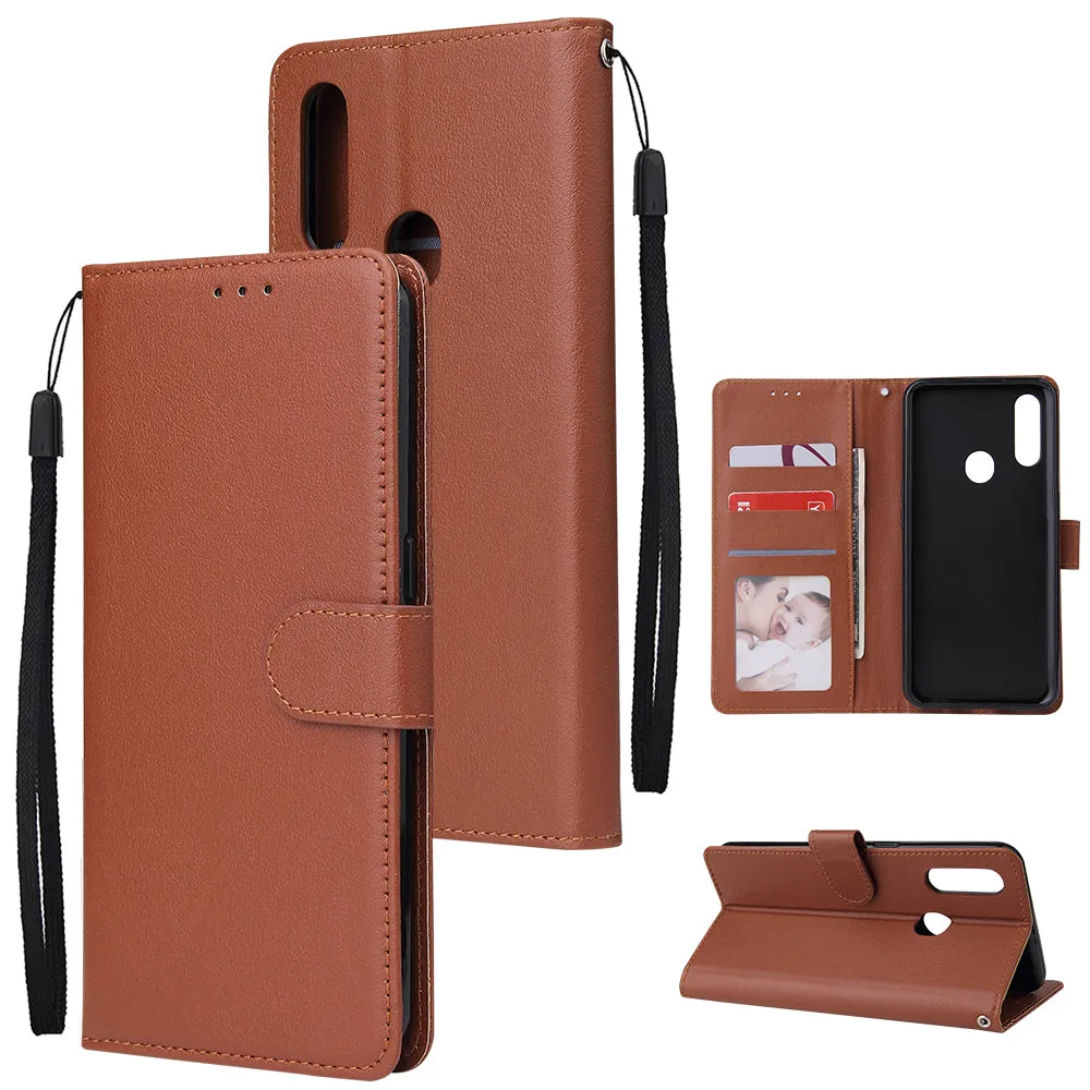 For OPPO A8 / A31/Realme XT / X2 Mobile Phone Case PU Buckle Closure Wallet Design Cards Slots All-round Protection Phone Cover  blue