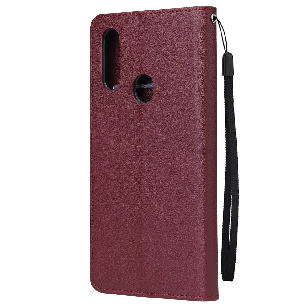 For OPPO A8 / A31/Realme XT / X2 Mobile Phone Case PU Buckle Closure Wallet Design Cards Slots All-round Protection Phone Cover  Red wine