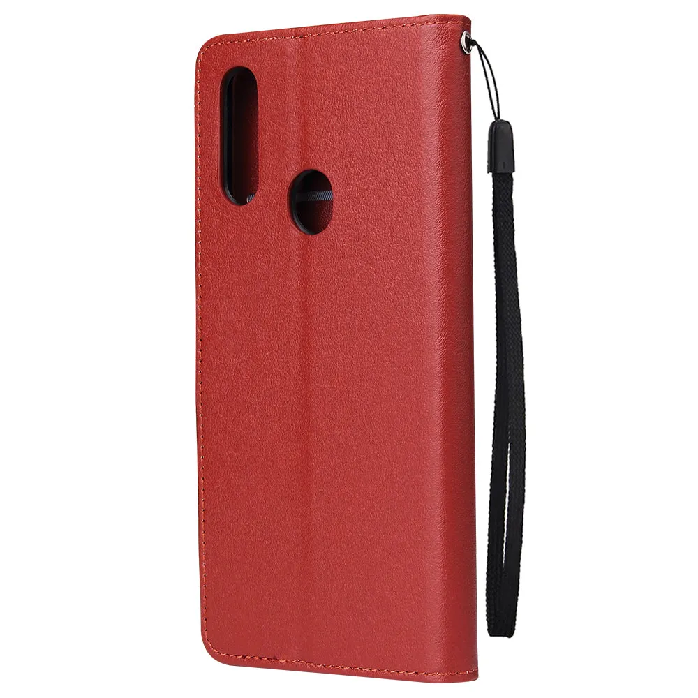 For OPPO A8 / A31/Realme XT / X2 Mobile Phone Case PU Buckle Closure Wallet Design Cards Slots All-round Protection Phone Cover  Red wine