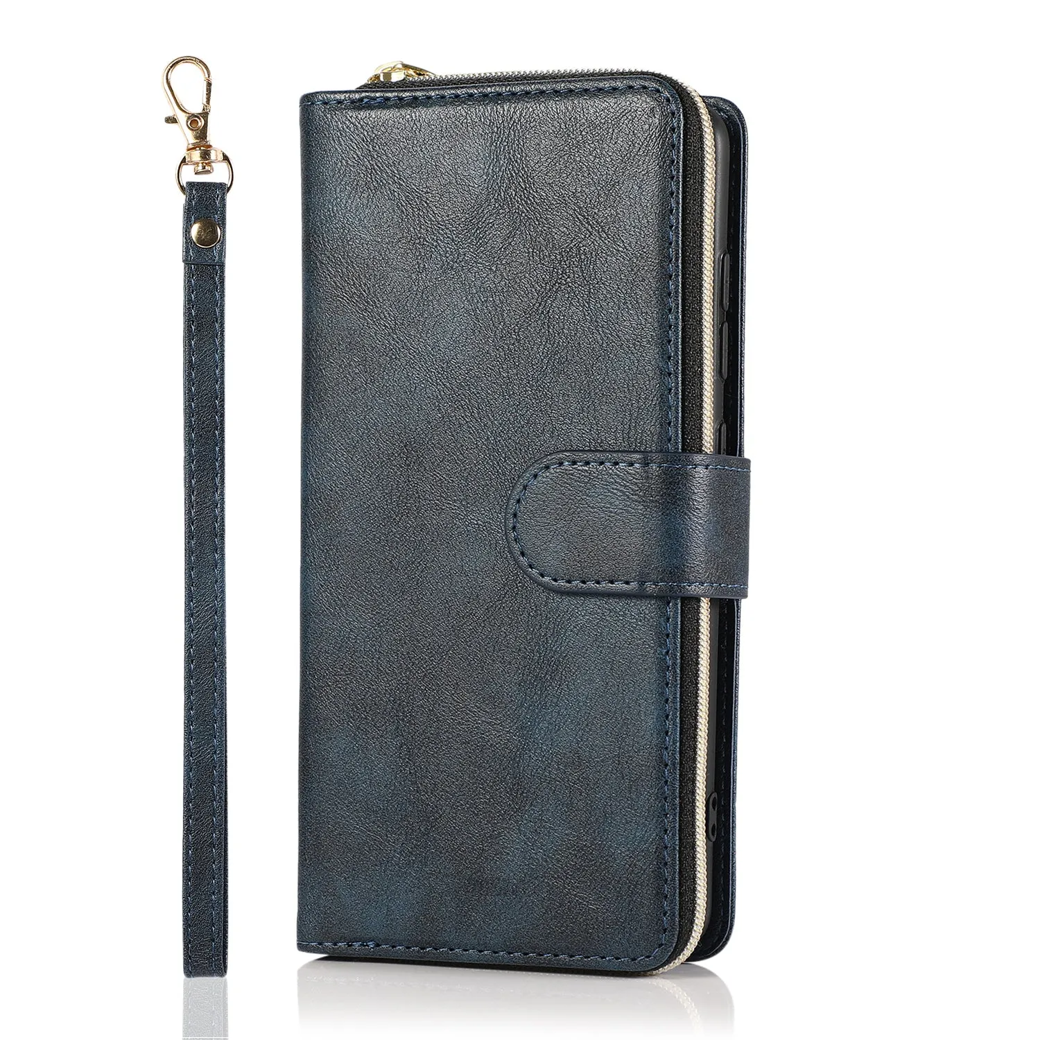 For Samsung A51 5G/A71 5G/Note 10 pro Pu Leather  Mobile Phone Cover Zipper Card Bag   Wrist Strap brown