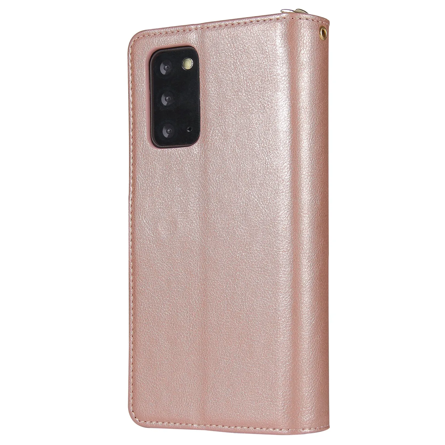 For Samsung A51 5G/A71 5G/Note 10 pro Pu Leather  Mobile Phone Cover Zipper Card Bag   Wrist Strap Rose gold