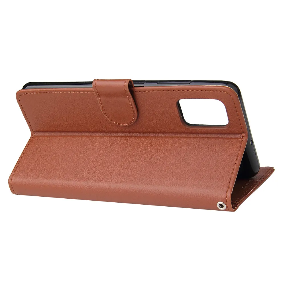 For Samsung A71 Phone Case PU Leather Shell All-round Protection Precise Cutout Wallet Design Cellphone Cover  Red