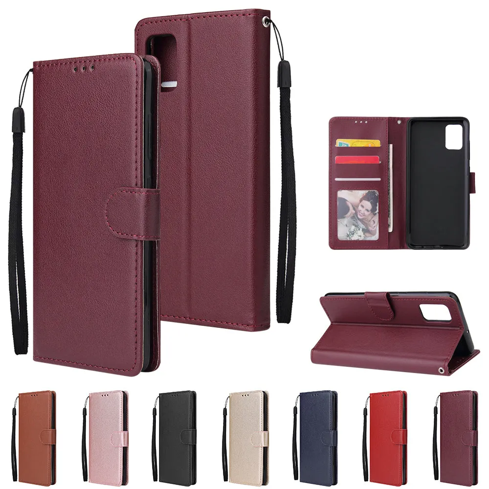 For Samsung A71 Phone Case PU Leather Shell All-round Protection Precise Cutout Wallet Design Cellphone Cover  Red