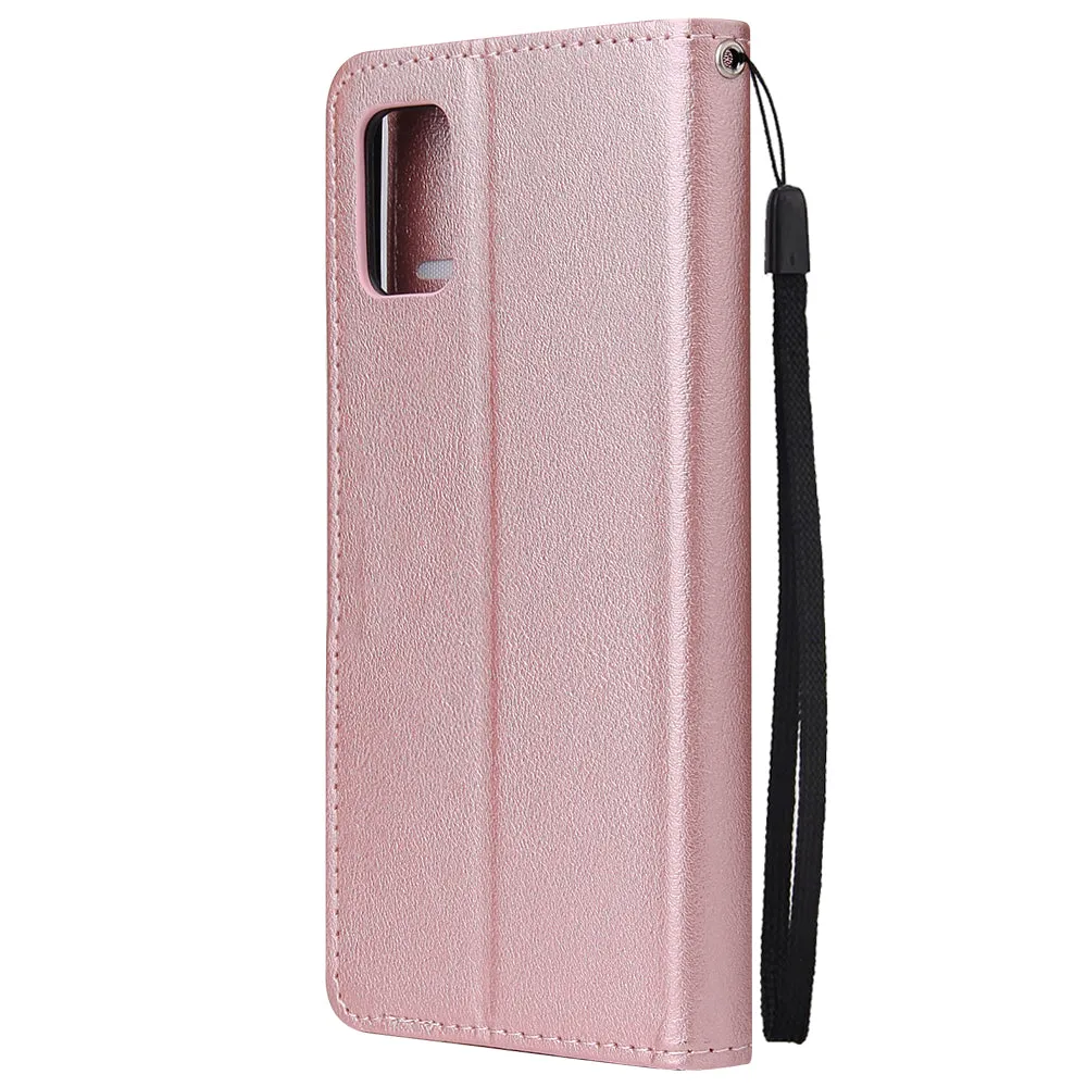 For Samsung A71 Phone Case PU Leather Shell All-round Protection Precise Cutout Wallet Design Cellphone Cover  Red